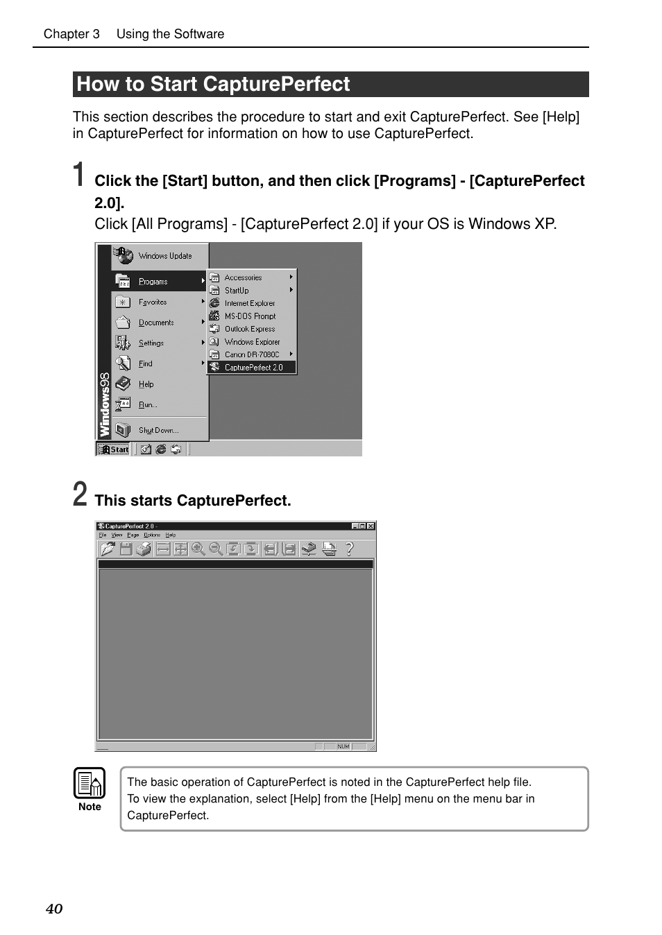 How to start captureperfect | Canon DR-7080C User Manual | Page 44 / 112