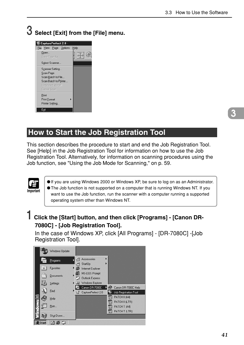 How to start the job registration tool | Canon DR-7080C User Manual | Page 45 / 112