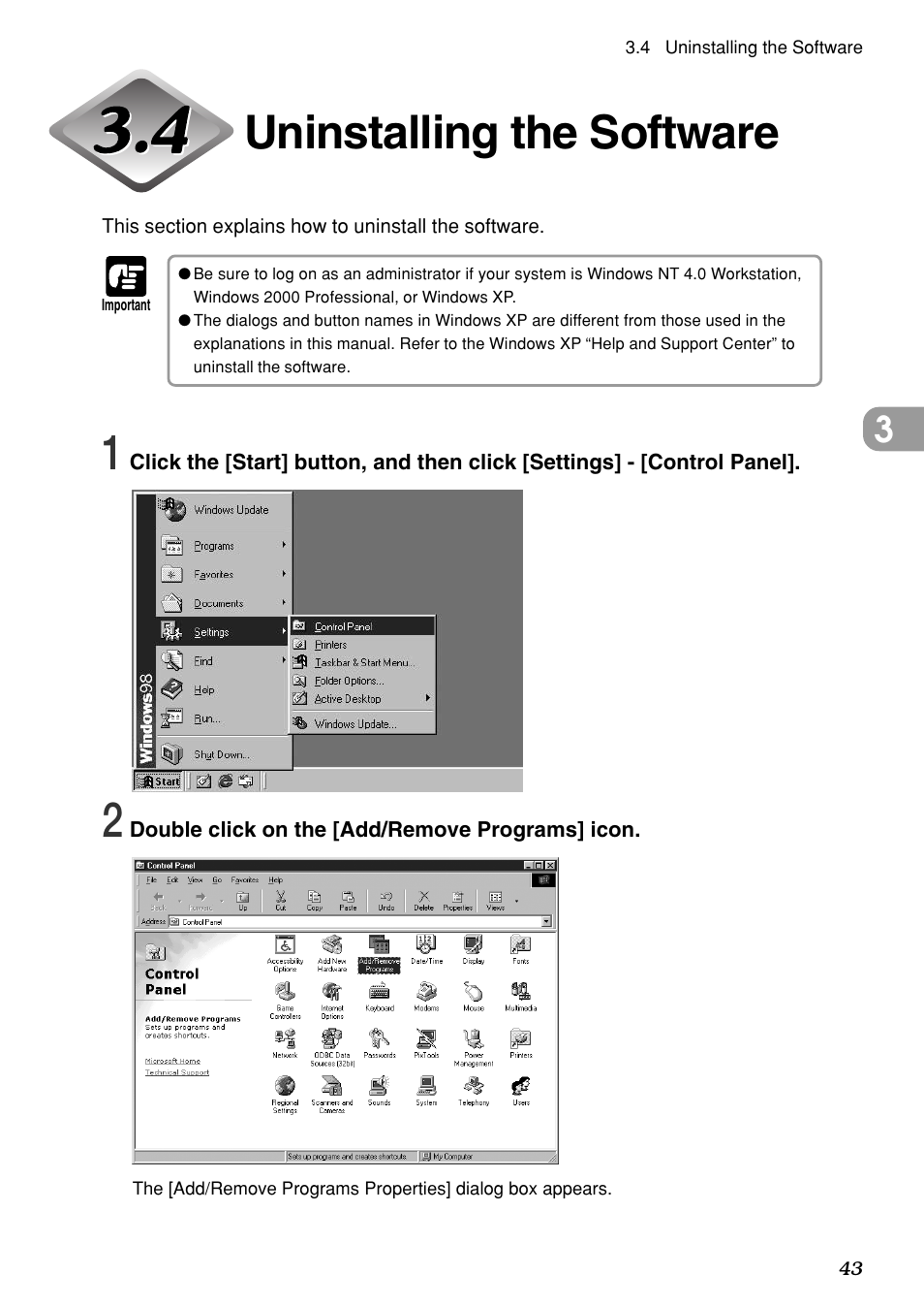 Uninstalling the software | Canon DR-7080C User Manual | Page 47 / 112