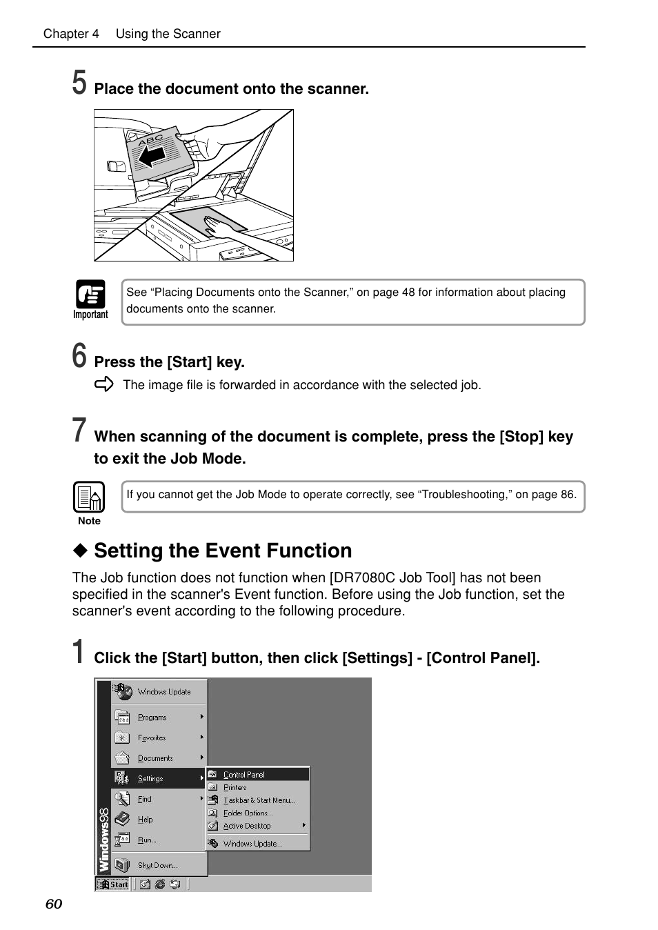 Setting the event function | Canon DR-7080C User Manual | Page 64 / 112