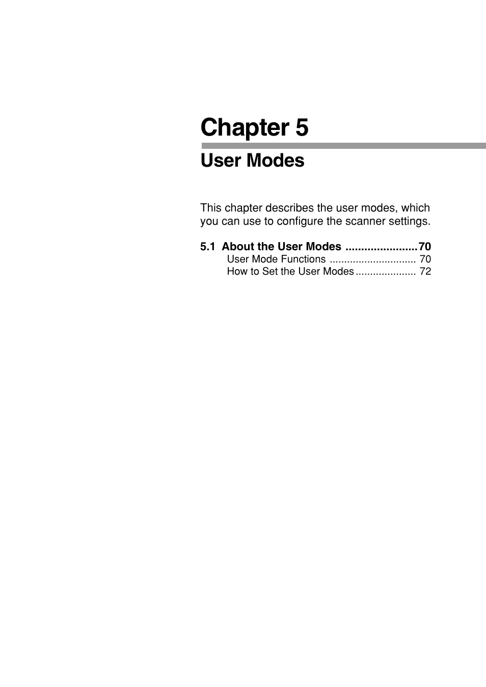 Chapter 5, User modes | Canon DR-7080C User Manual | Page 73 / 112