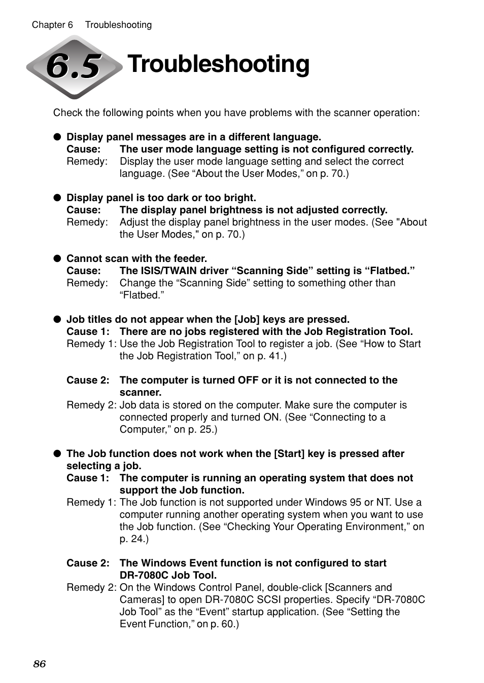 Troubleshooting | Canon DR-7080C User Manual | Page 90 / 112