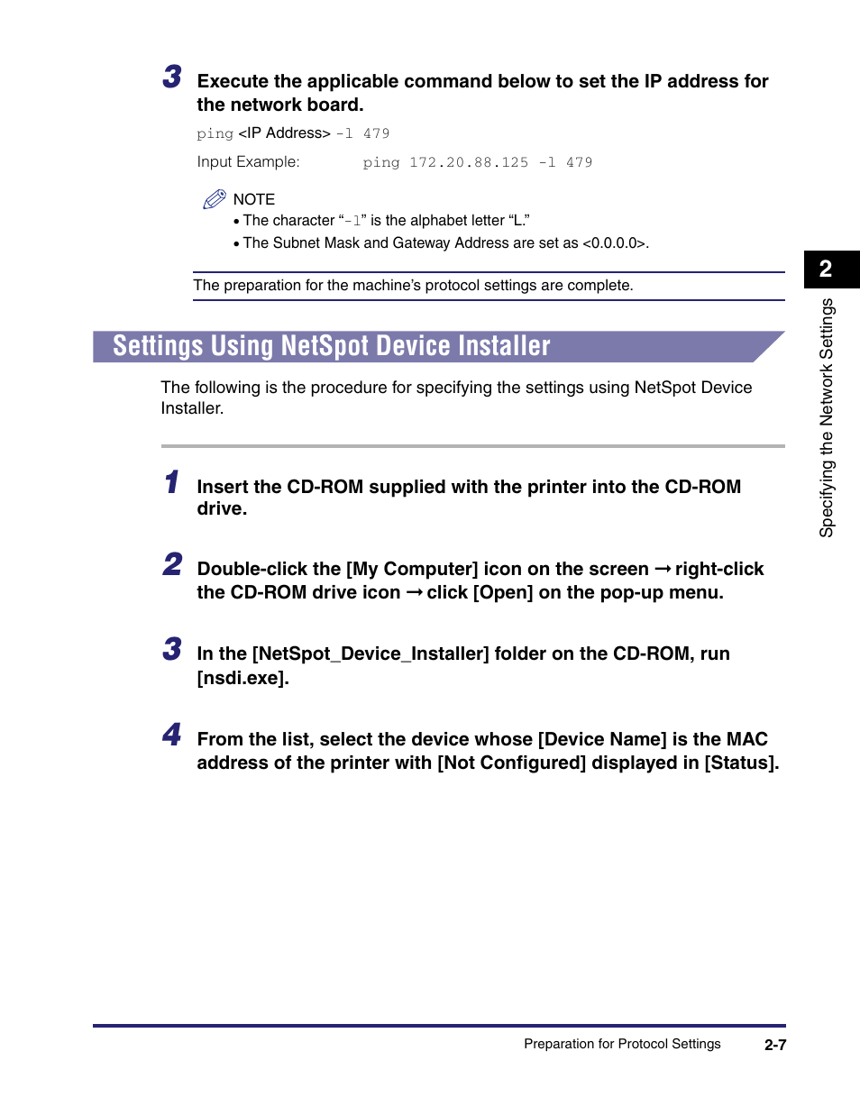 Settings using netspot device installer, Settings using netspot device installer -7 | Canon ImageCLASS MF8180c User Manual | Page 18 / 49