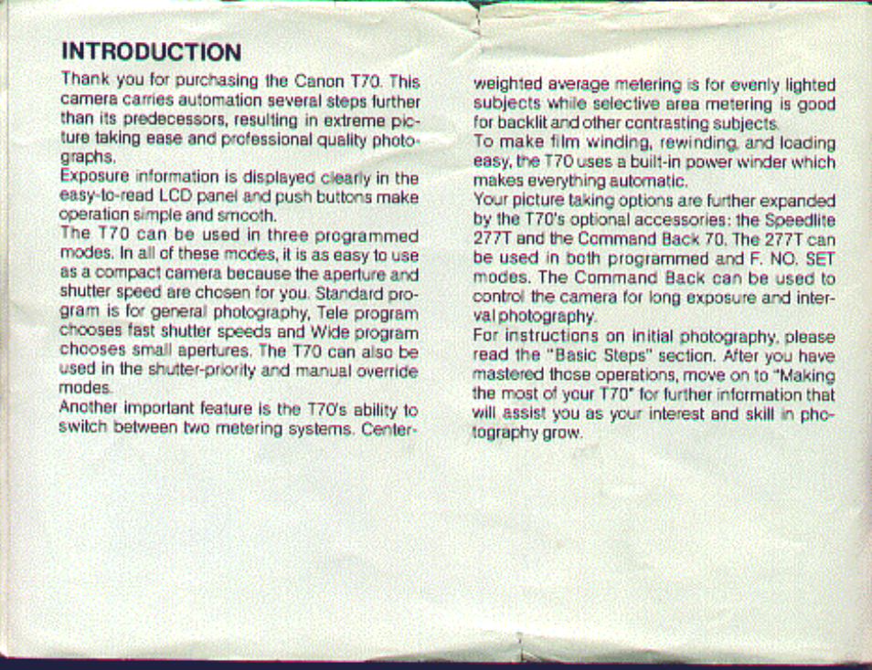 Introduction | Canon T 70 User Manual | Page 4 / 116