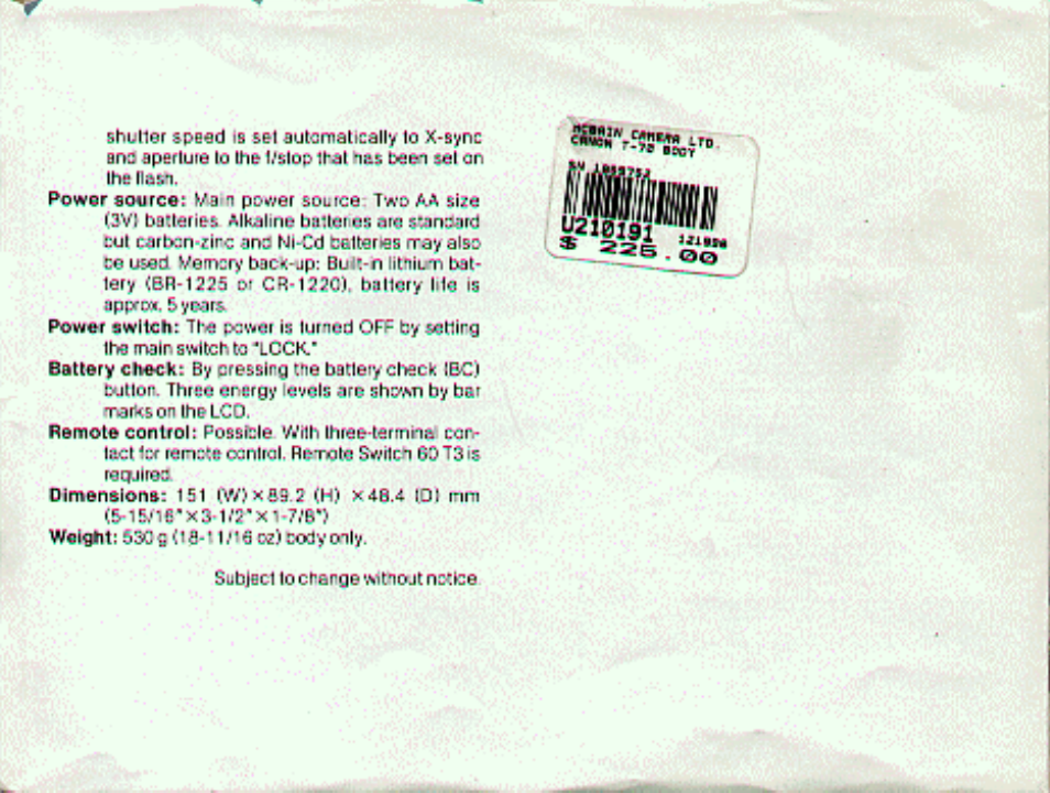 Fl 19nmv3.5 fl$errml/r2, Fl l9mnv3$ roifc-locuç ч wmnl'va fl36 mmfíw | Canon T 70 User Manual | Page 73 / 116