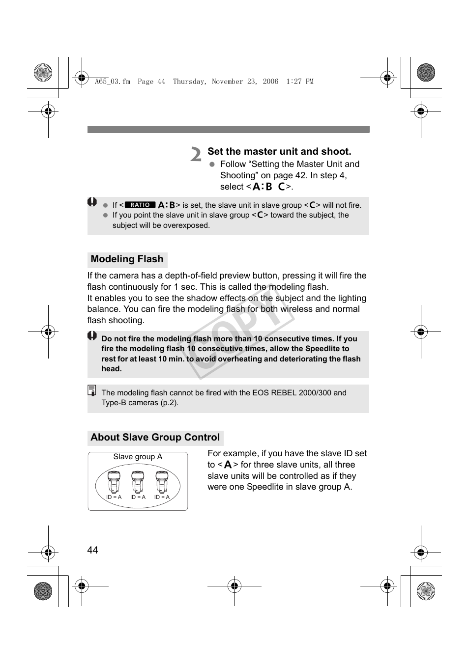 Cop y | Canon Speedlite 580EX II User Manual | Page 45 / 176