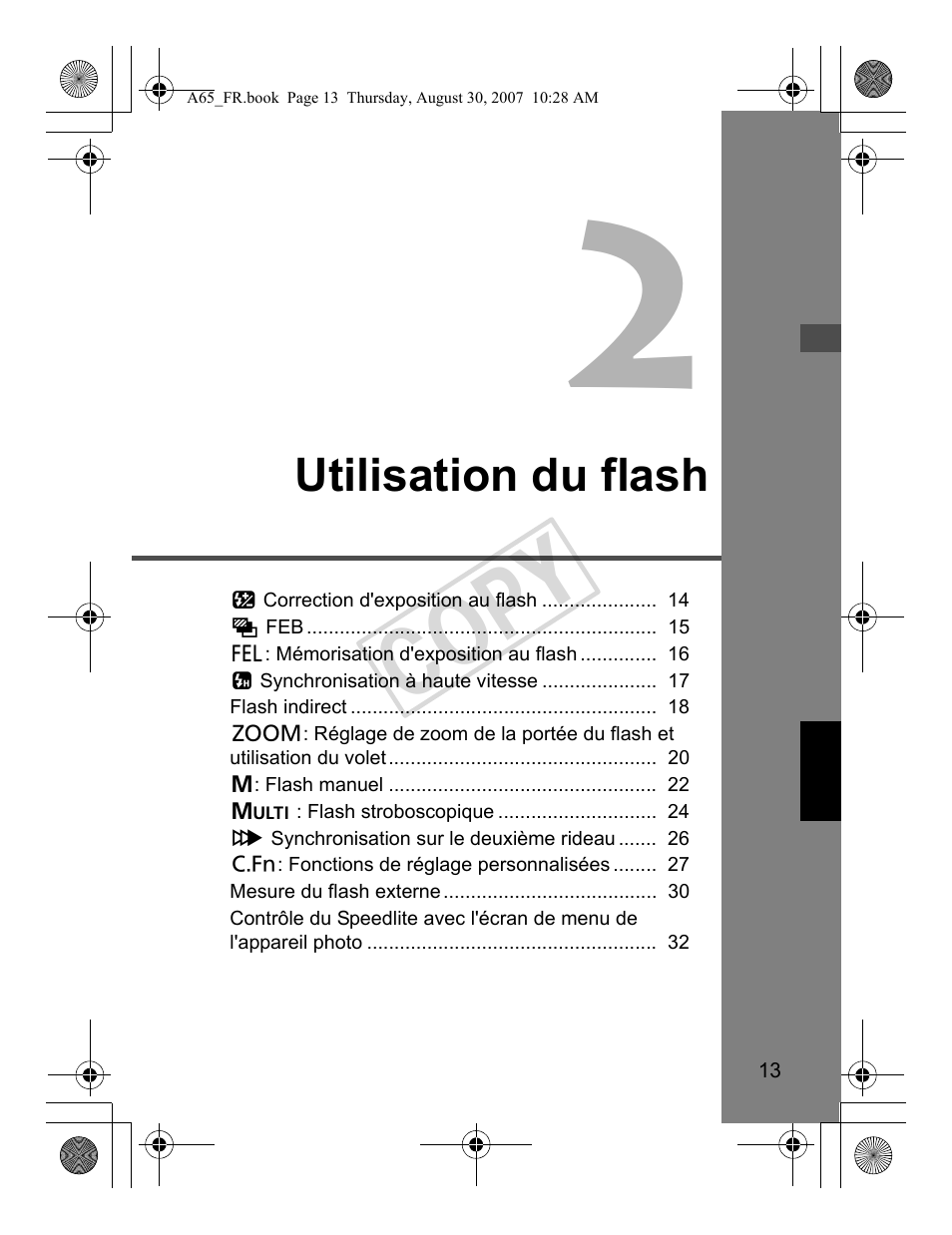 Cop y, Utilisation du flash | Canon Speedlite 580EX II User Manual | Page 72 / 176