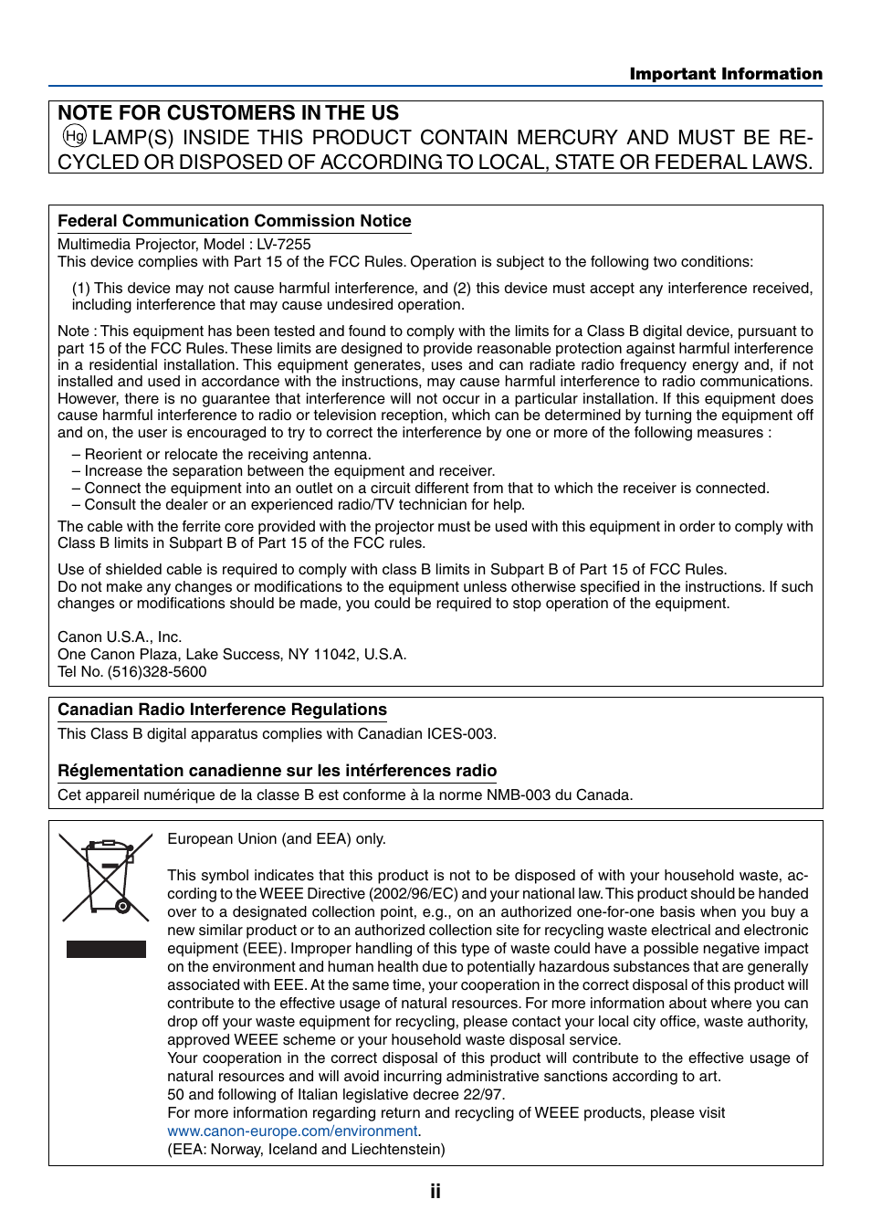 Canon LV-7255 User Manual | Page 3 / 74