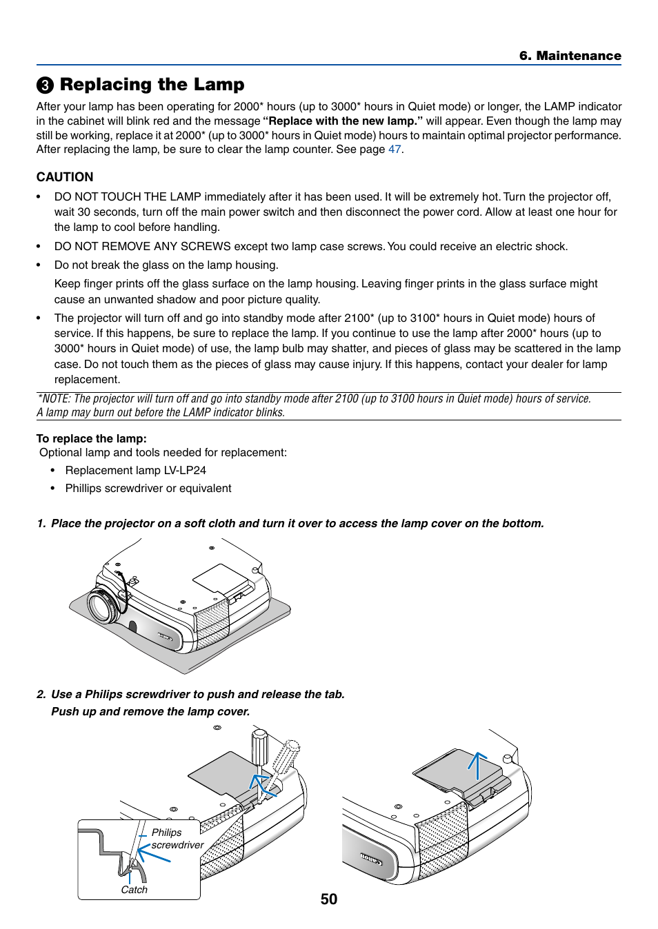 3) replacing the lamp, ᕣ replacing the lamp, If this is lit g | Replacing the lamp | Canon LV-7255 User Manual | Page 59 / 74