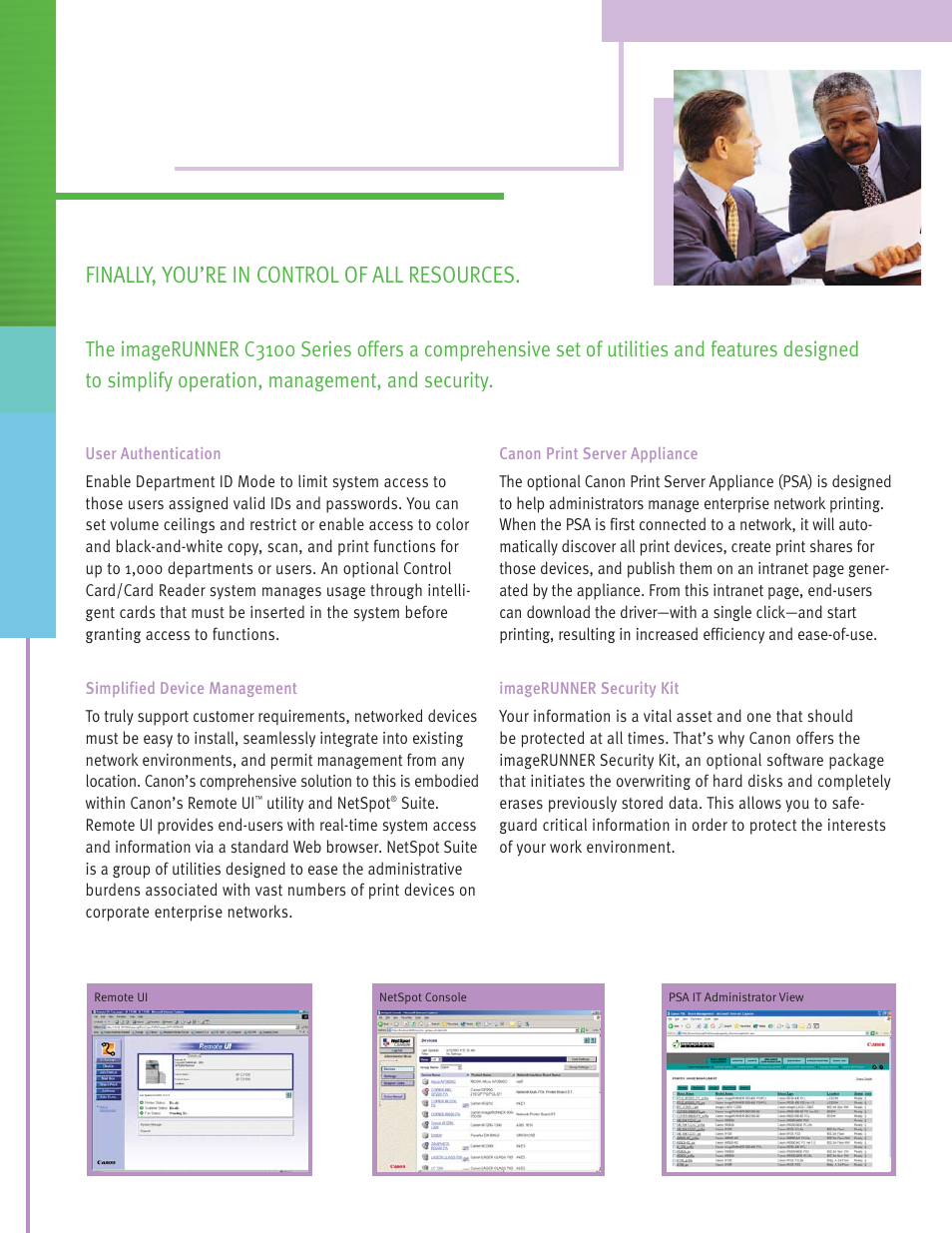 Finally, you’re in control of all resources | Canon C3100 Series User Manual | Page 14 / 16