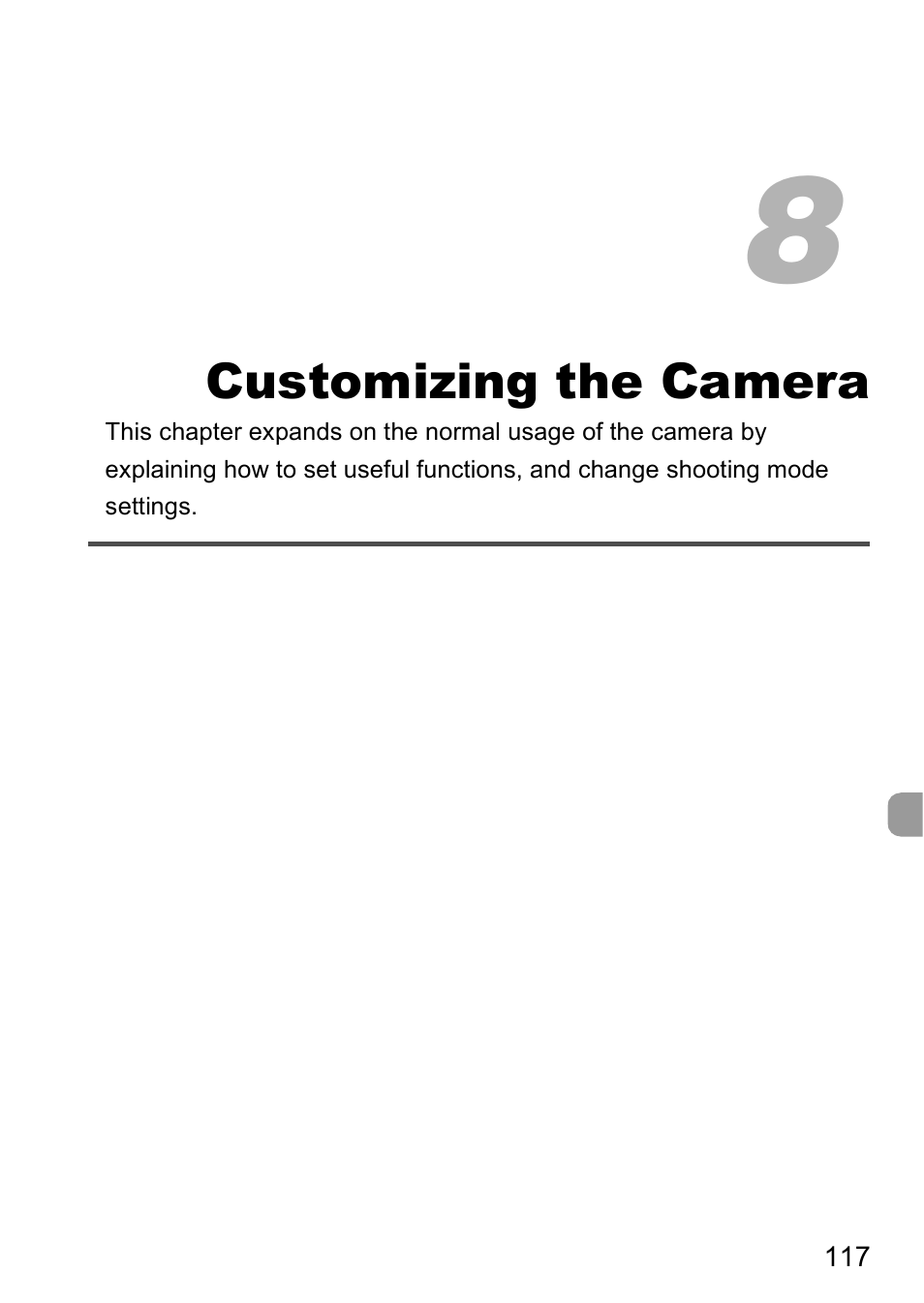 8 customizing the camera, Customizing the camera | Canon A2000 IS User Manual | Page 117 / 147