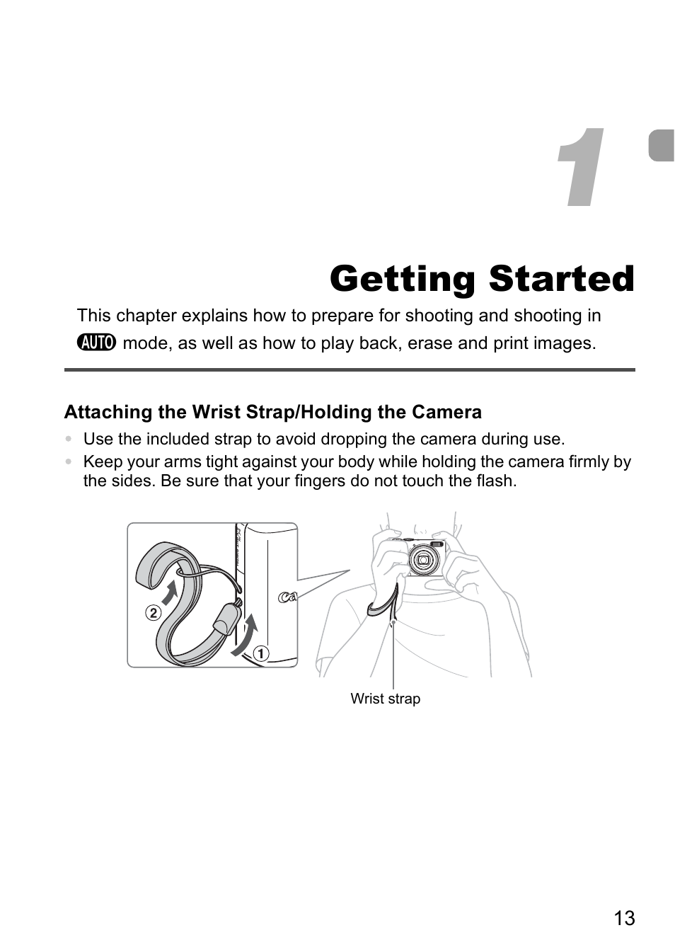 1 getting started, Getting started | Canon A2000 IS User Manual | Page 13 / 147