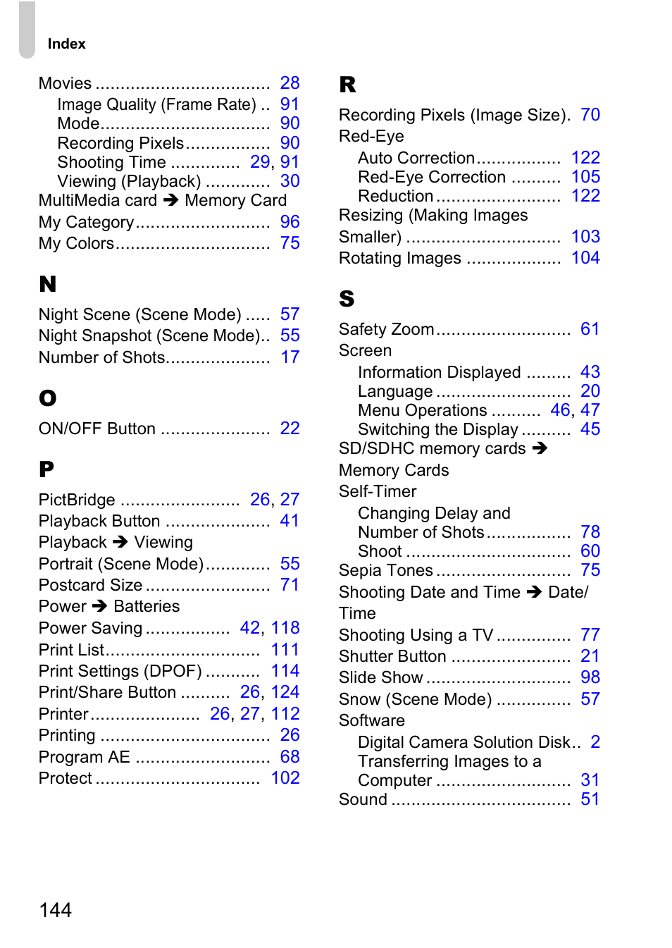 Canon A2000 IS User Manual | Page 144 / 147