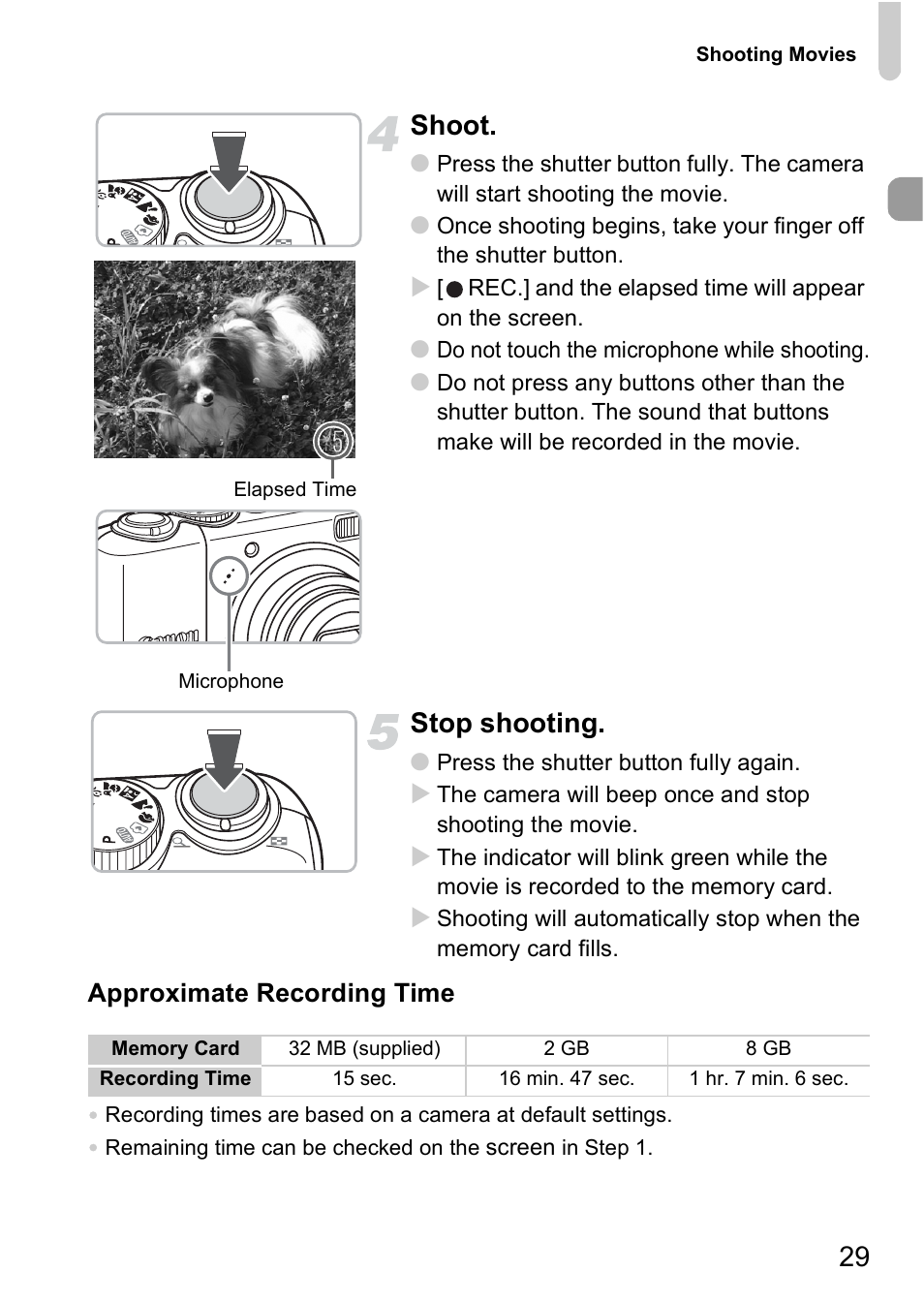 29 shoot, Stop shooting | Canon A2000 IS User Manual | Page 29 / 147