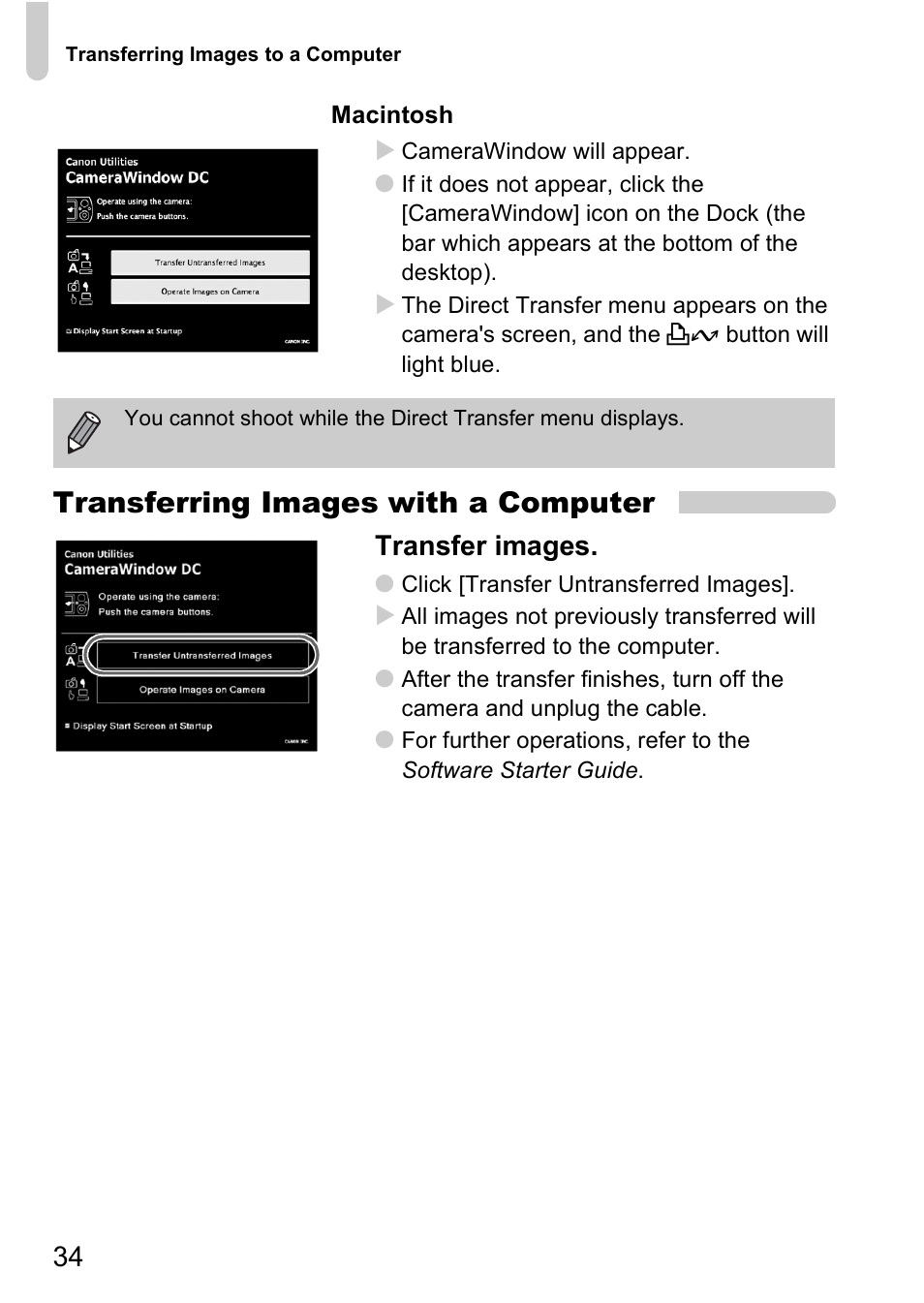 Transferring images with a computer, Transfer images | Canon A2000 IS User Manual | Page 34 / 147