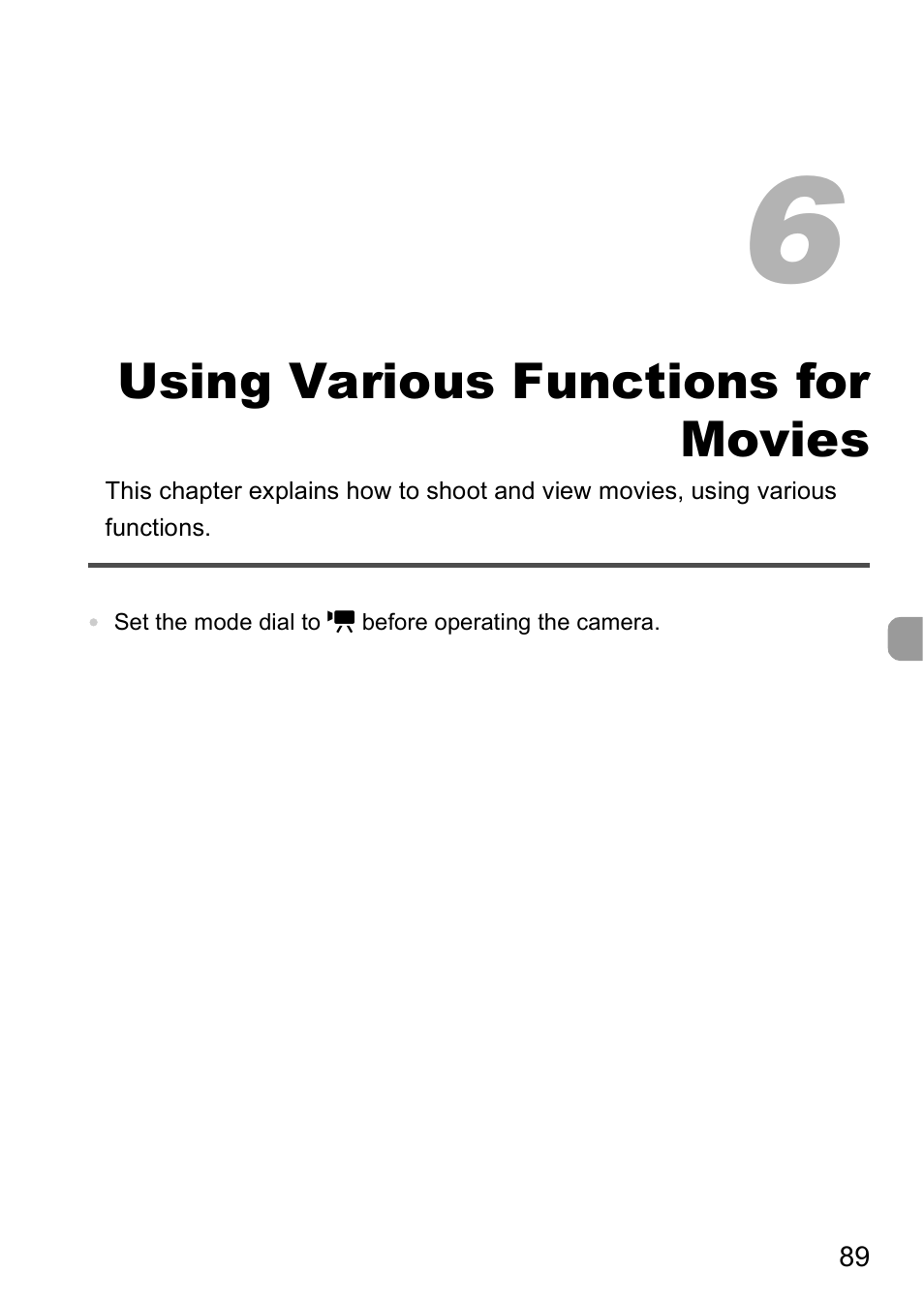 6 using various functions for movies, Using various functions, For movies | Canon A2000 IS User Manual | Page 89 / 147