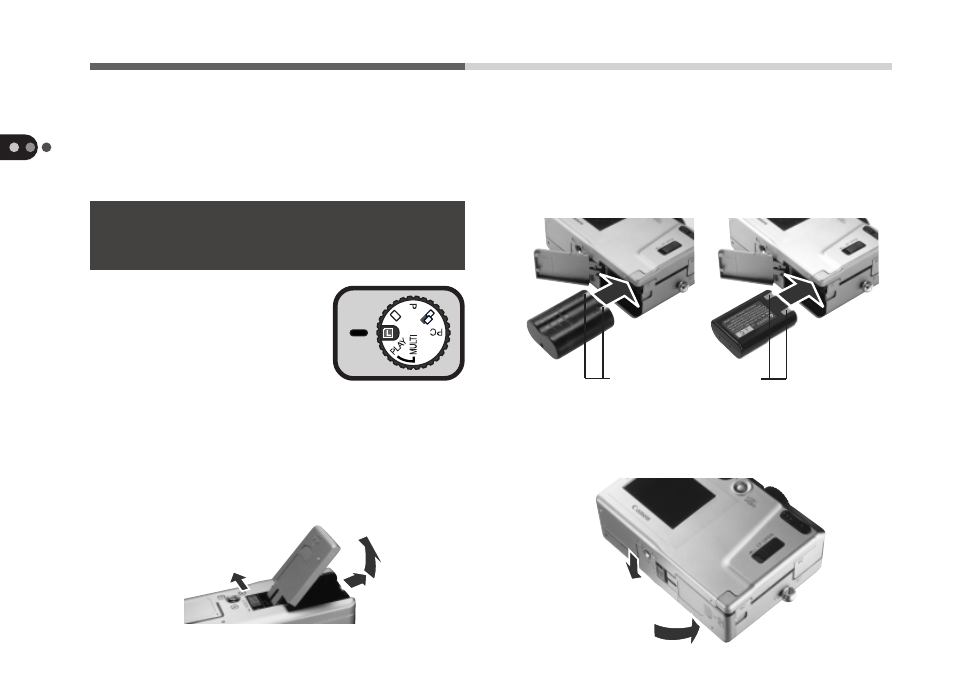 Installing the battery pack | Canon A50 User Manual | Page 20 / 110