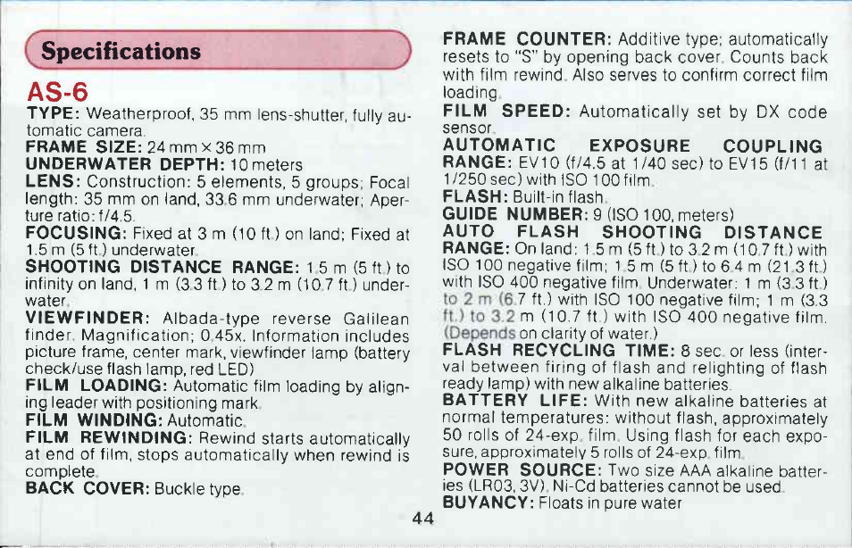F 11. closc-up photography | Canon AS 6 User Manual | Page 46 / 69