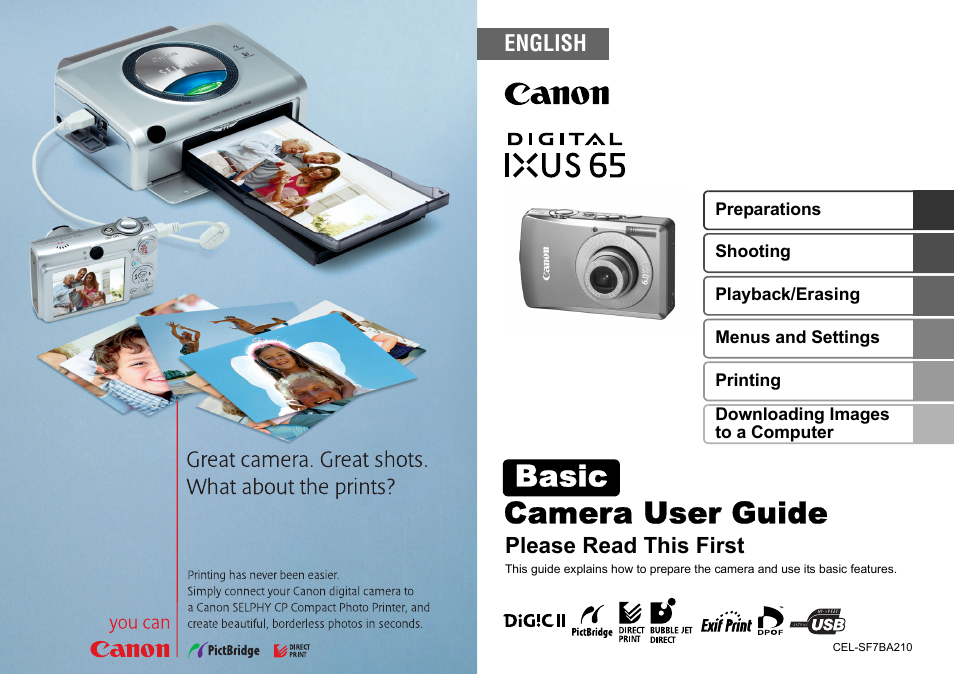 Camera user guide, Basic | Canon CEL-SF7BA210 User Manual | Page 28 / 29