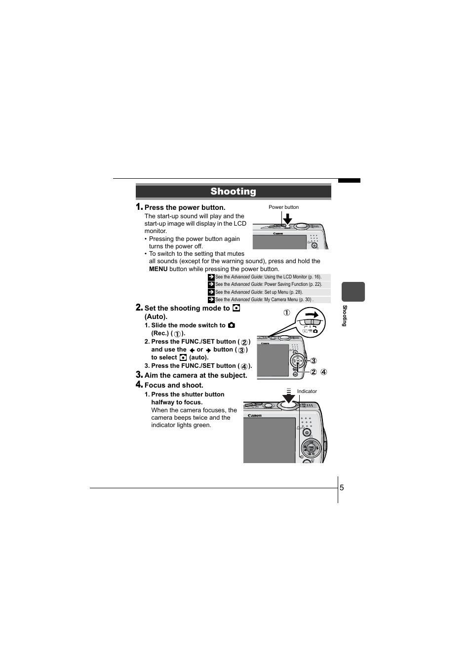 Shooting | Canon CEL-SF7BA210 User Manual | Page 7 / 29