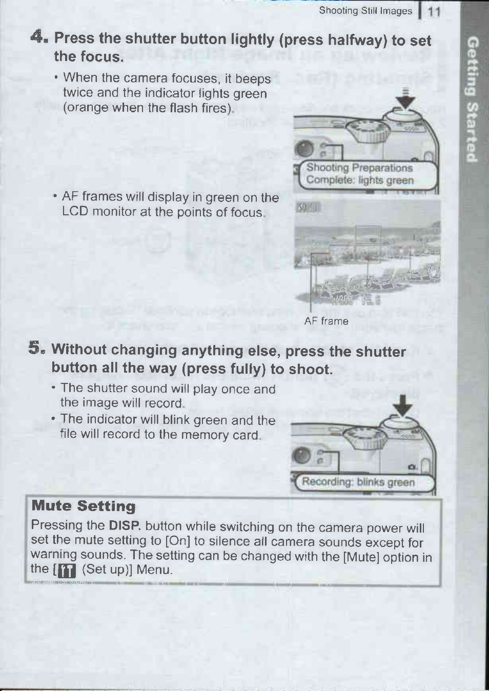 Mute setting | Canon A720IS User Manual | Page 13 / 37