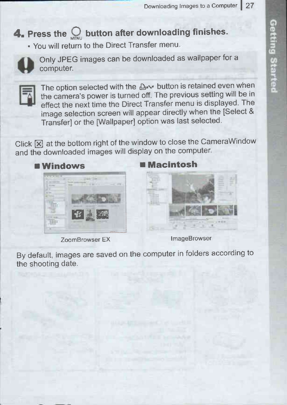 4a press the o button after downloading finishes | Canon A720IS User Manual | Page 29 / 37