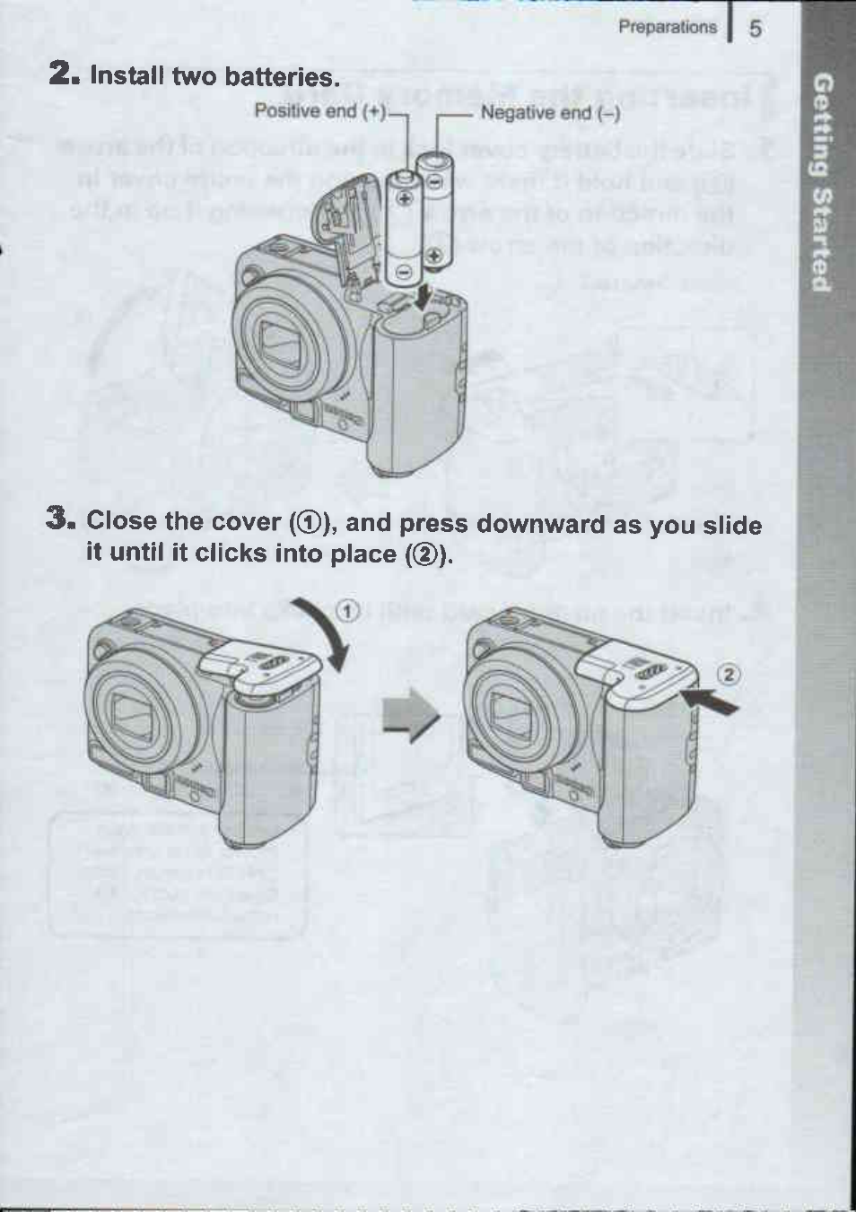 Install two batteries | Canon A720IS User Manual | Page 7 / 37