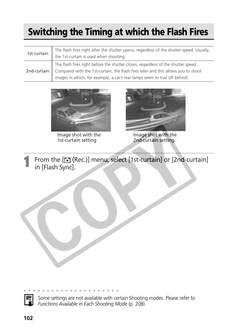 Switching the timing at which the flash fires | Canon CDI-E075-010 User Manual | Page 108 / 214