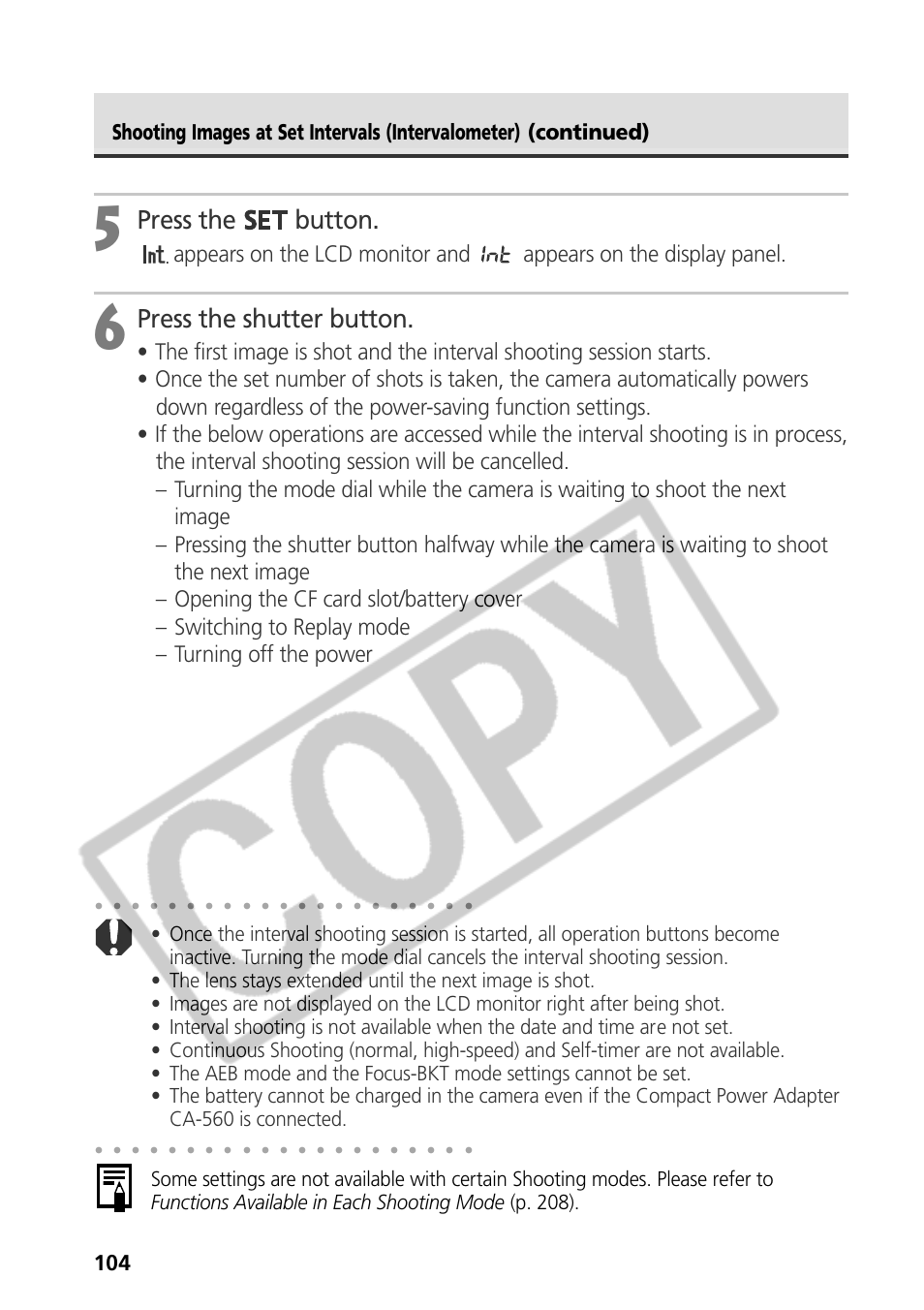 Press the button, Press the shutter button | Canon CDI-E075-010 User Manual | Page 110 / 214