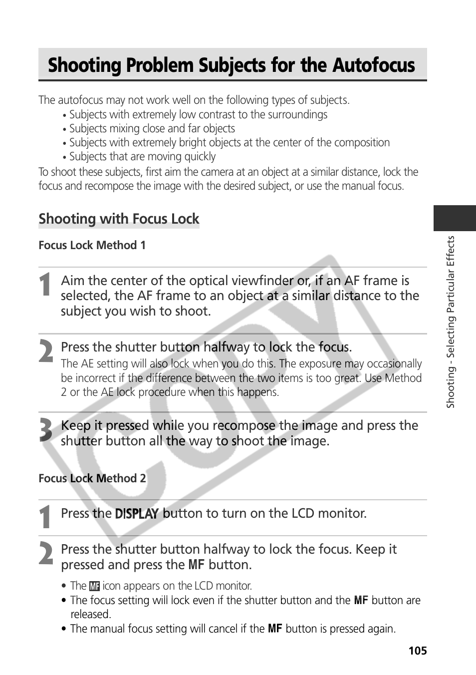 Shooting problem subjects for the autofocus | Canon CDI-E075-010 User Manual | Page 111 / 214