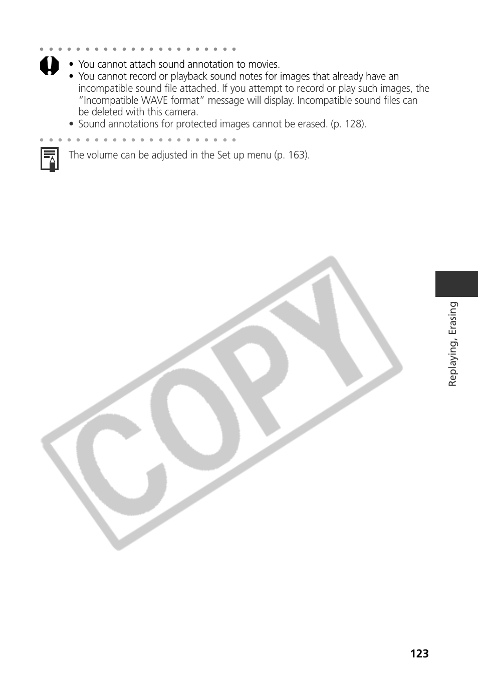 Replaying, erasing | Canon CDI-E075-010 User Manual | Page 129 / 214