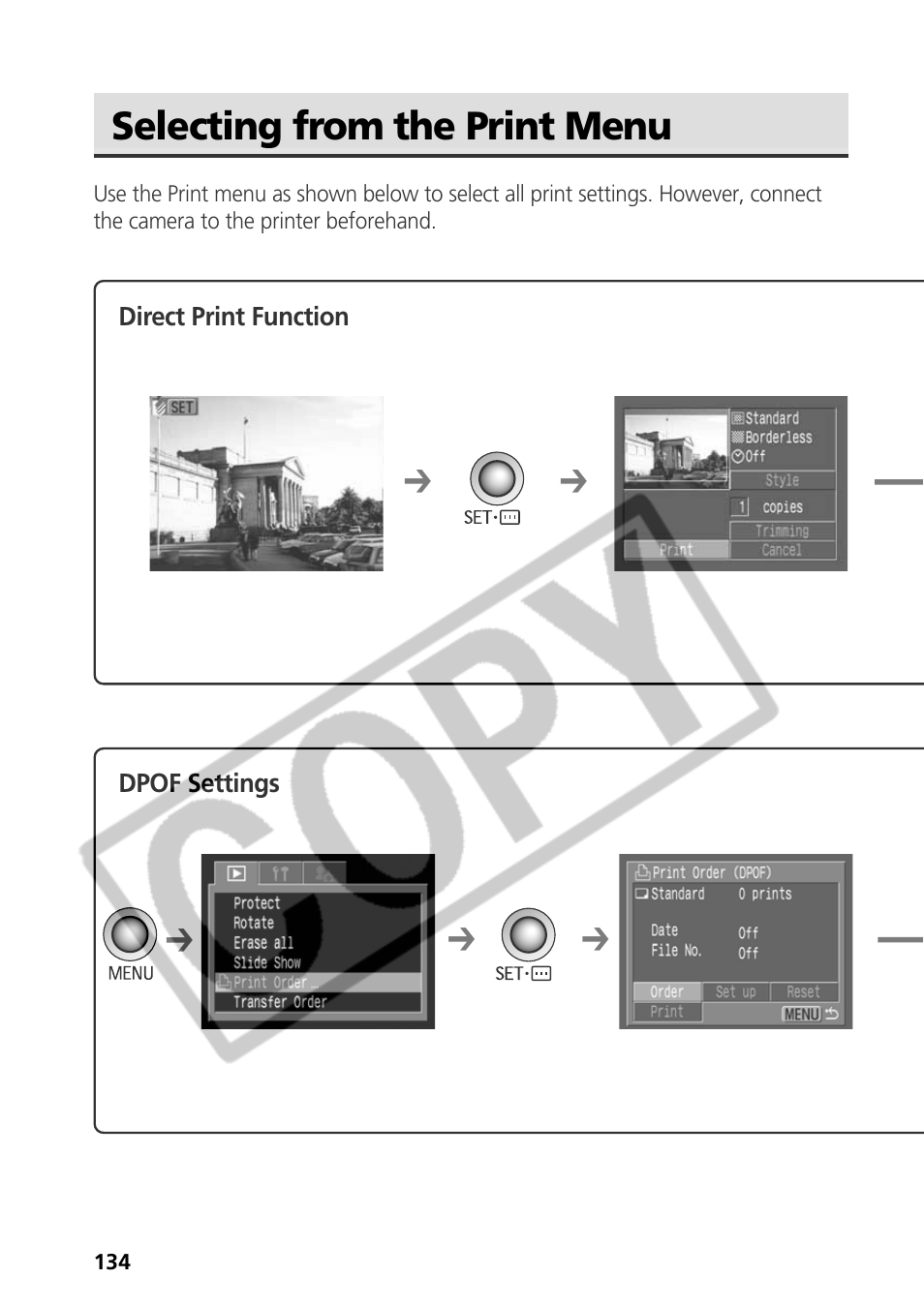 Selecting from the print menu | Canon CDI-E075-010 User Manual | Page 140 / 214