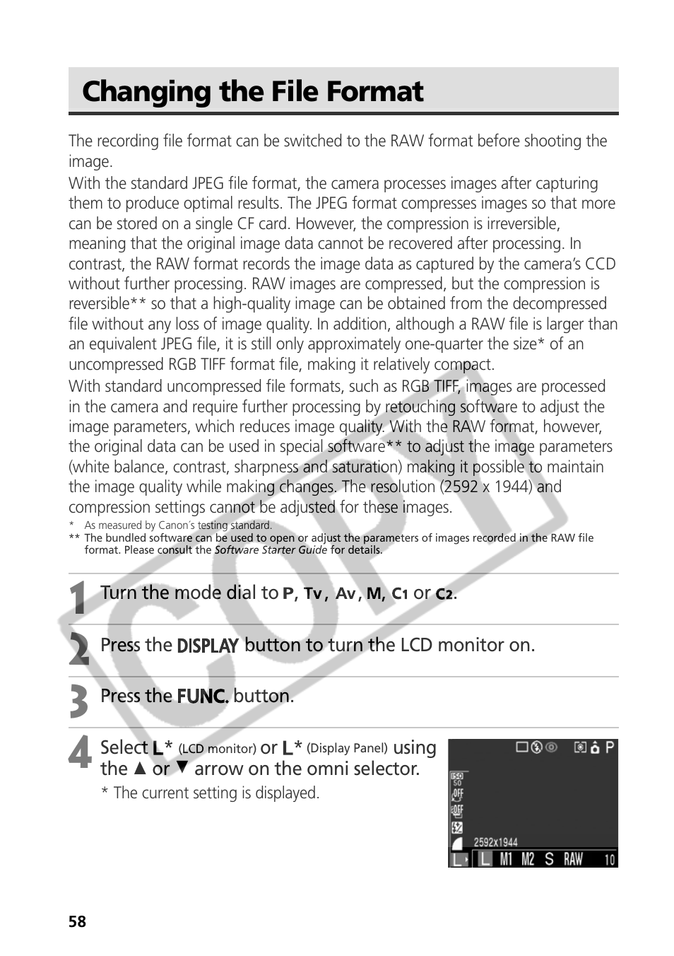 Changing the file format | Canon CDI-E075-010 User Manual | Page 64 / 214