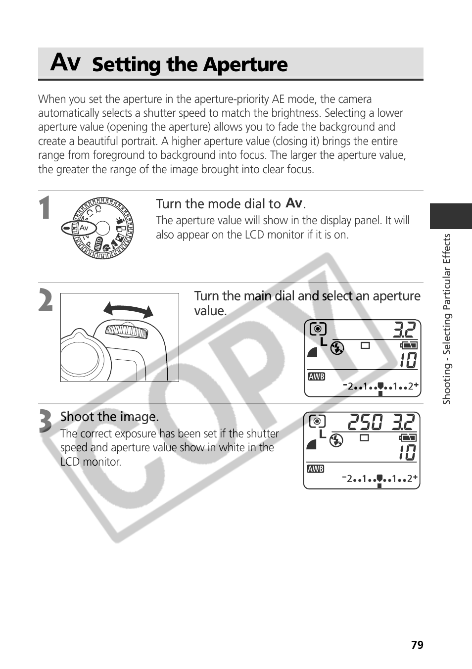 Setting the aperture | Canon CDI-E075-010 User Manual | Page 85 / 214