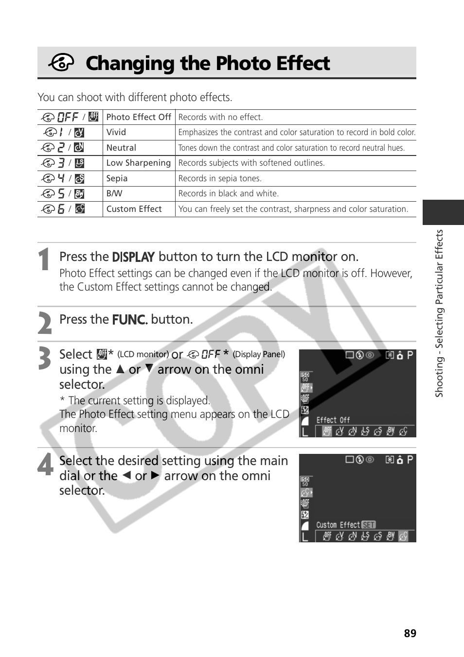 Changing the photo effect | Canon CDI-E075-010 User Manual | Page 95 / 214