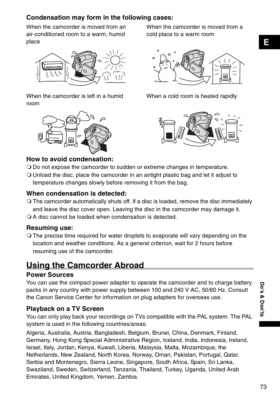 Using the camcorder abroad | Canon DC 100 User Manual | Page 73 / 80