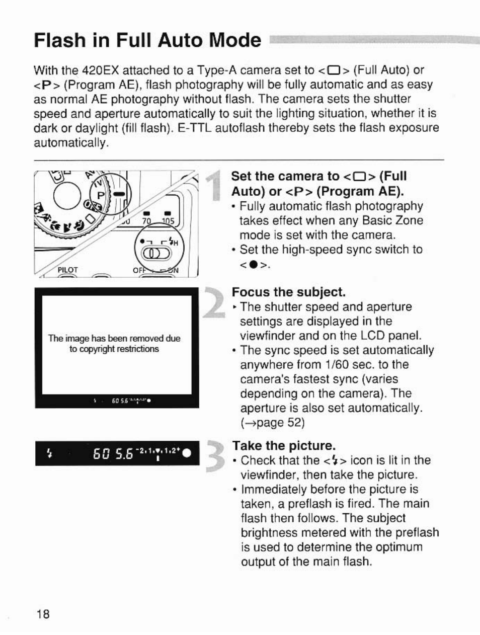 Flash in full auto mode | Canon Speedlite 420EX User Manual | Page 18 / 56