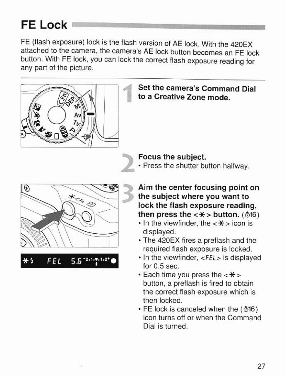 Fe lock | Canon Speedlite 420EX User Manual | Page 27 / 56