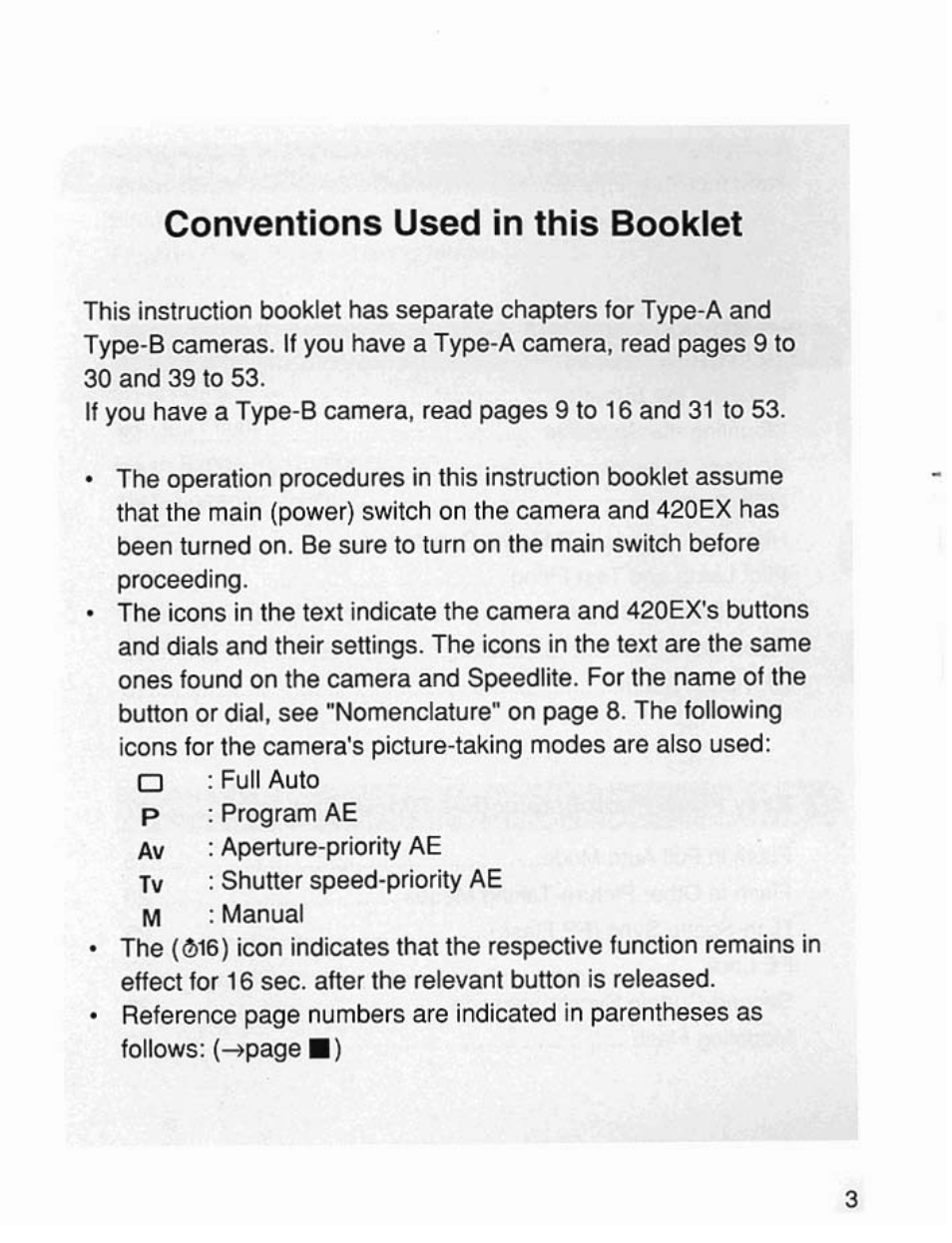 Conventions used in this booklet | Canon Speedlite 420EX User Manual | Page 3 / 56