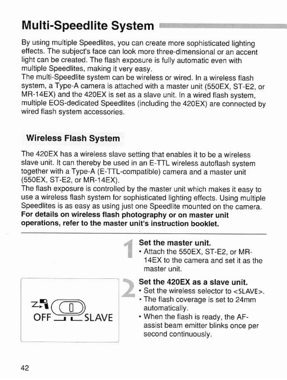 Multi-speedlite system | Canon Speedlite 420EX User Manual | Page 42 / 56