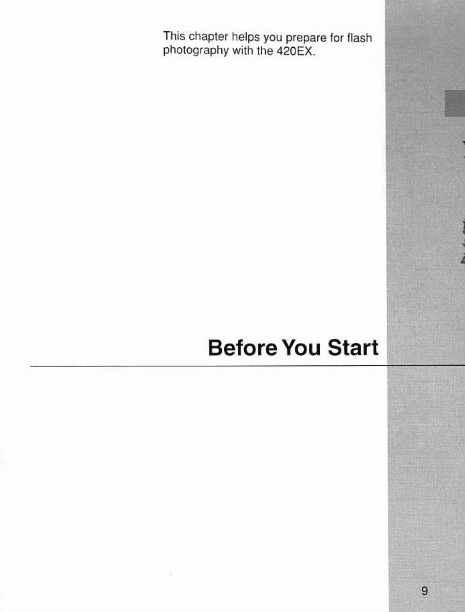 Before you start | Canon Speedlite 420EX User Manual | Page 9 / 56