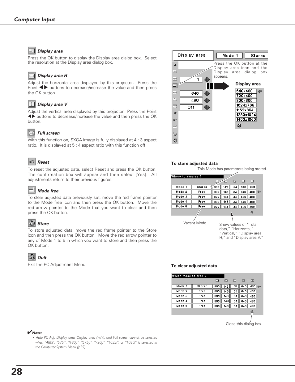 Computer input | Canon LV-S4 User Manual | Page 28 / 60