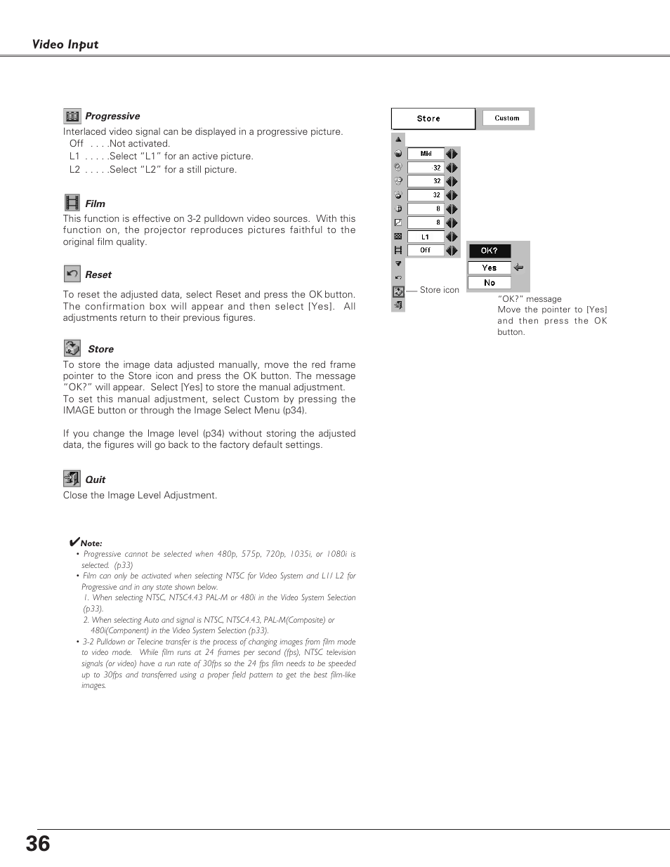 Video input | Canon LV-S4 User Manual | Page 36 / 60