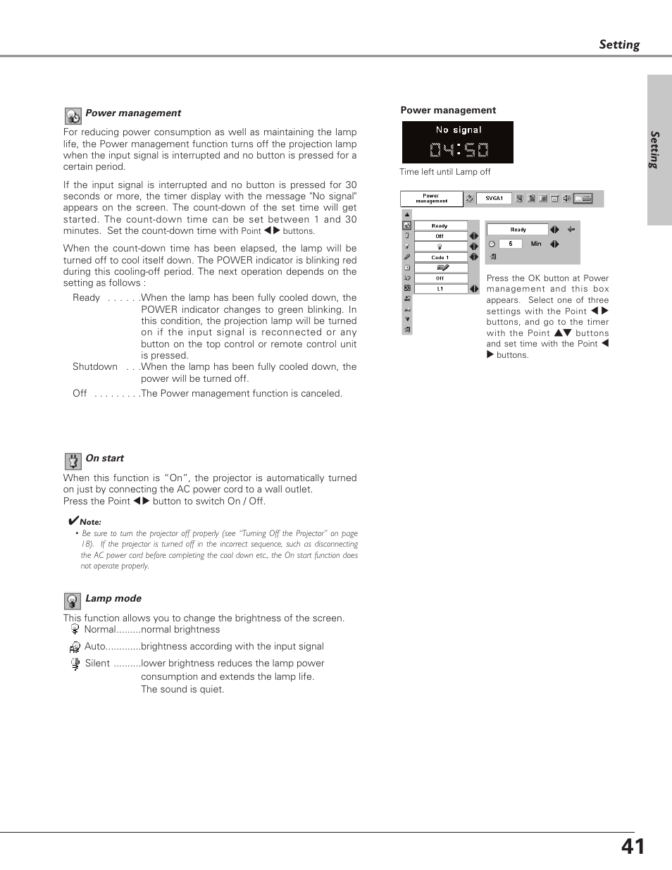 Setting | Canon LV-S4 User Manual | Page 41 / 60