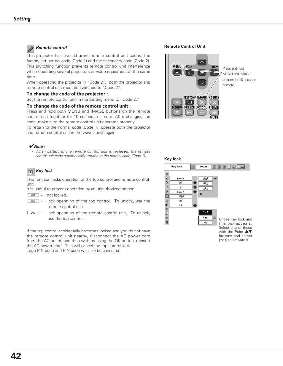 Setting | Canon LV-S4 User Manual | Page 42 / 60