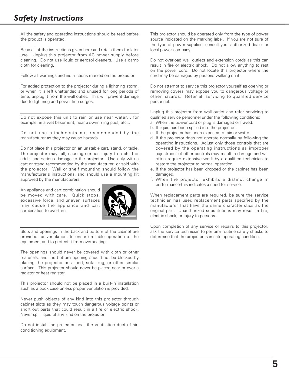 Safety instructions | Canon LV-S4 User Manual | Page 5 / 60
