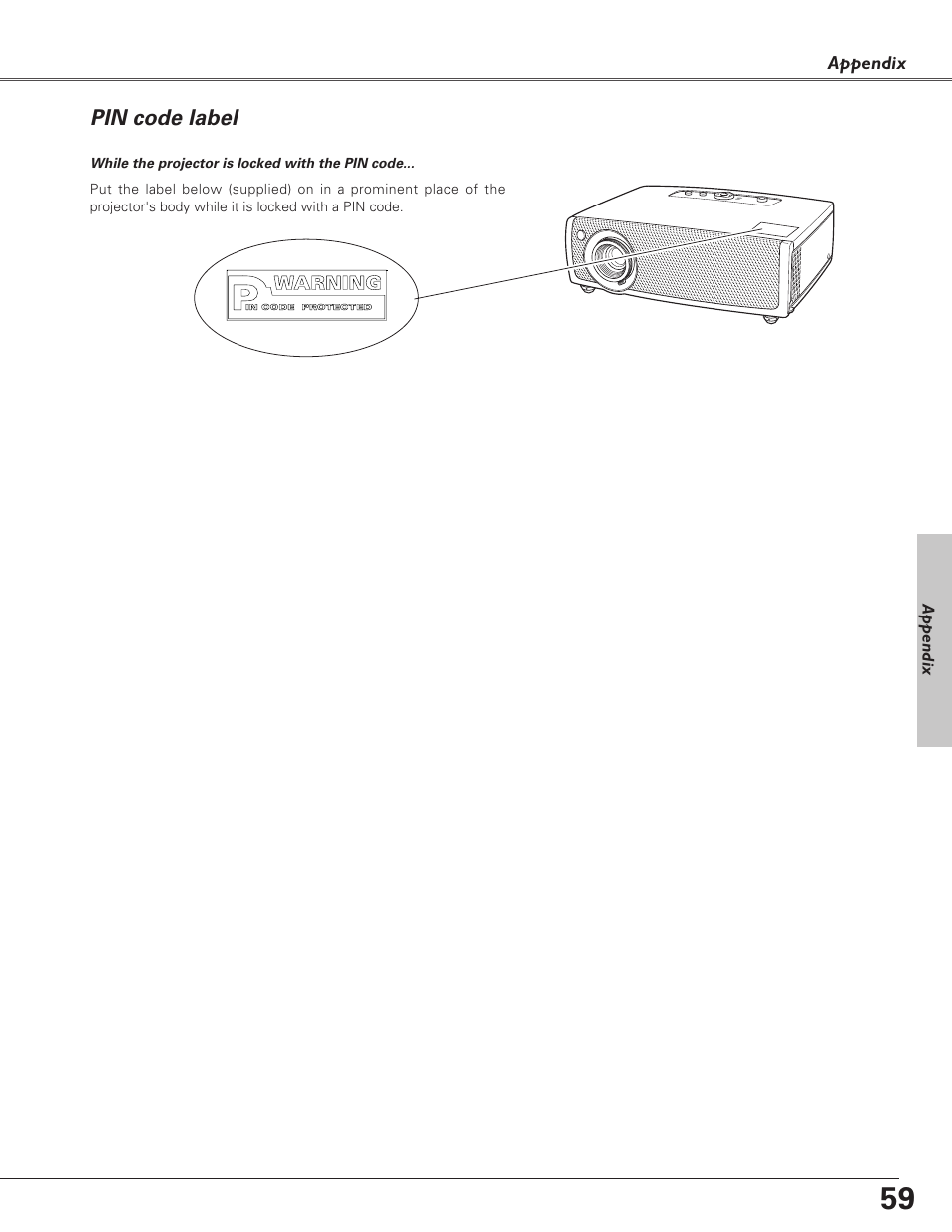 Pin code label | Canon LV-S4 User Manual | Page 59 / 60