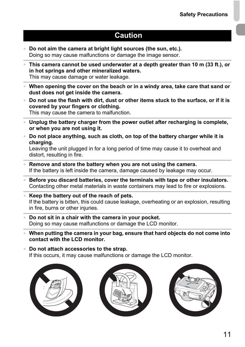 11 caution | Canon D10 User Manual | Page 11 / 163