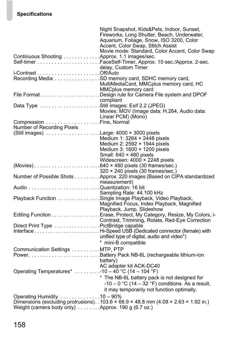 Canon D10 User Manual | Page 158 / 163