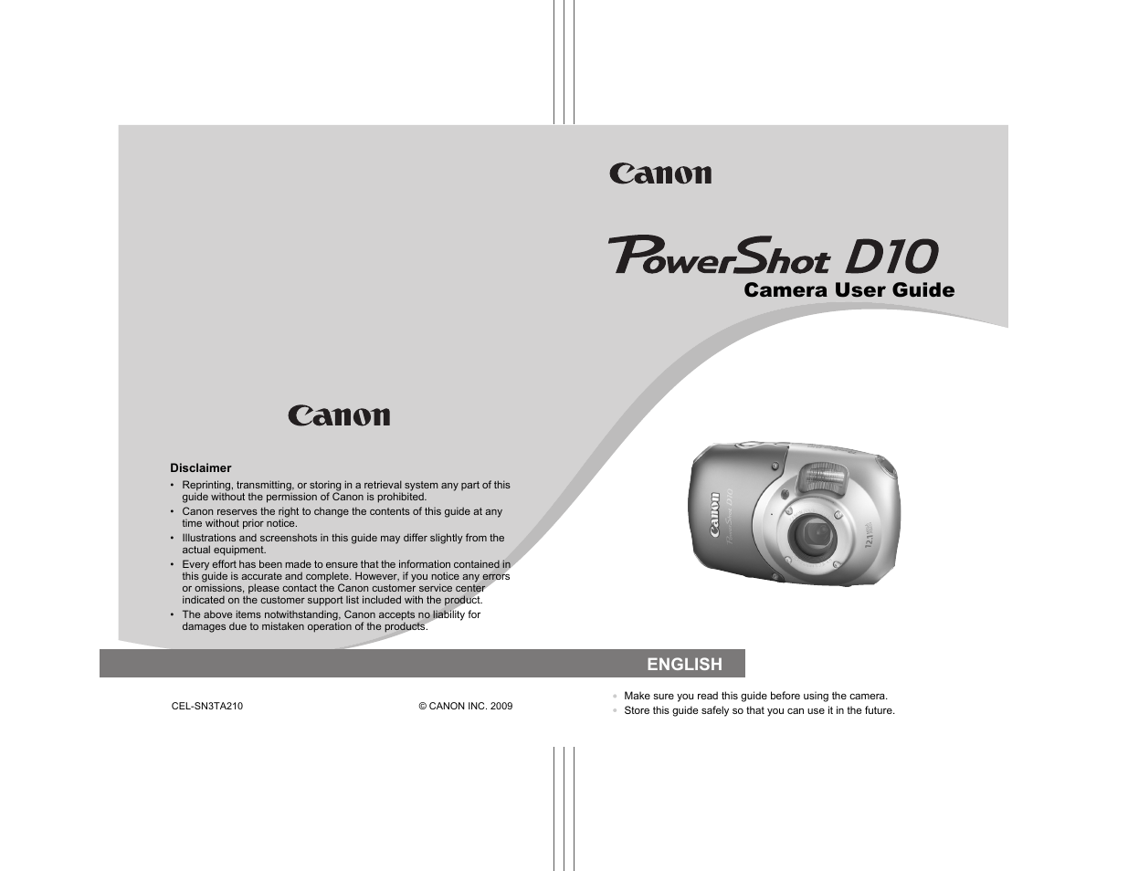 Camera user guide, English | Canon D10 User Manual | Page 163 / 163